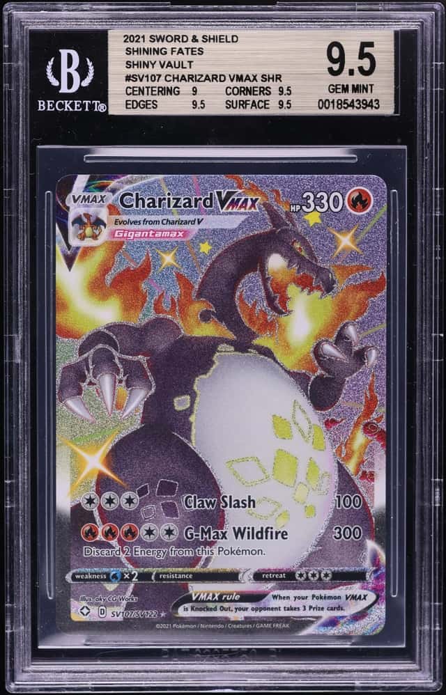 2021 Pokemon Sword & Shield Shining Fates Full Art Charizard VMAX #SV107 BGS 9.5 GEM MINT