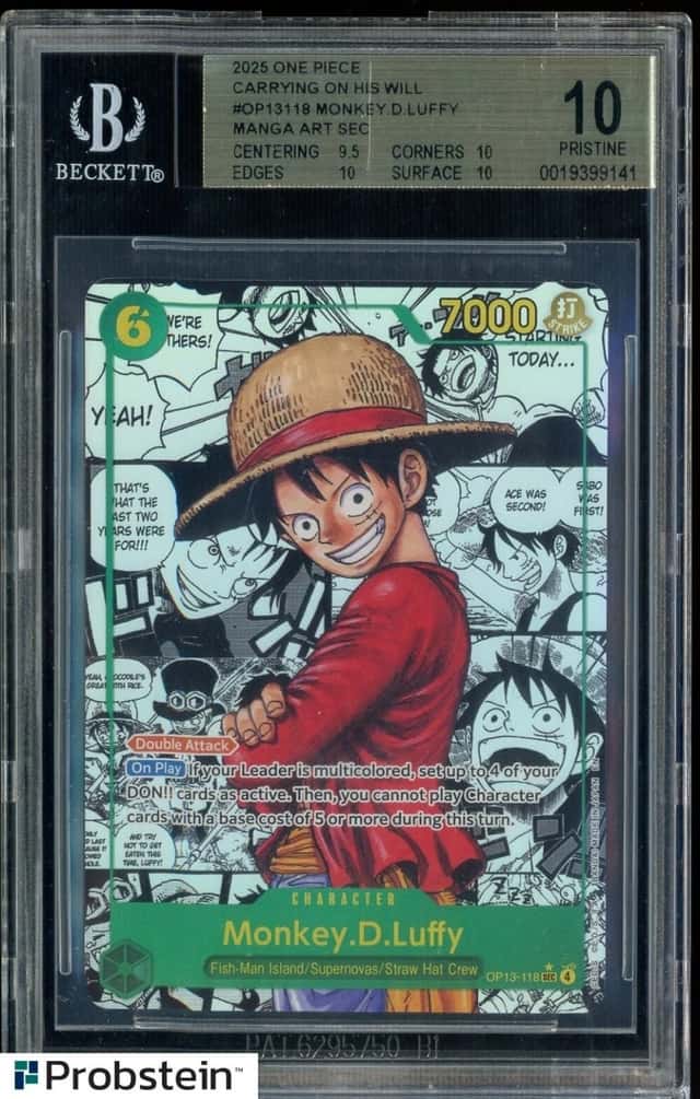 2025 One Piece Carrying/His Will #OP13118 Monkey D. Luffy Manga Art BGS 10