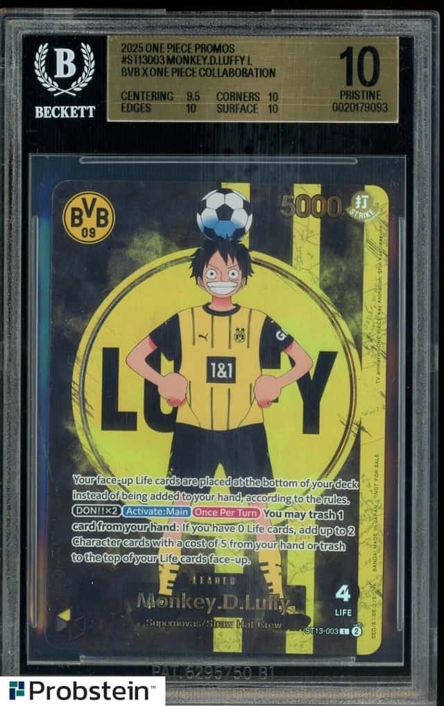 2025 ONE PIECE PROMOS BVB X ONE PIECE MATCH DAY 2025 #003 MONKEY D. LUFFY BGS 10