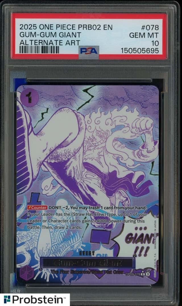 2025 One Piece PRB02 EN #078 GUM GUM GIANT Alternate Art PSA 10 GEM MINT