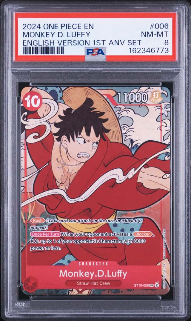2024 One Piece English Version 1st Anniversary Set #006 Monkey D Luffy PSA 8