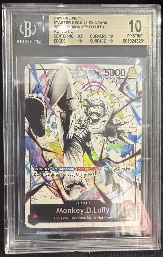One Piece Monkey.D.Luffy ST21-001 Leader Alternate Art Gear 5 EX BGS 10 Pristine