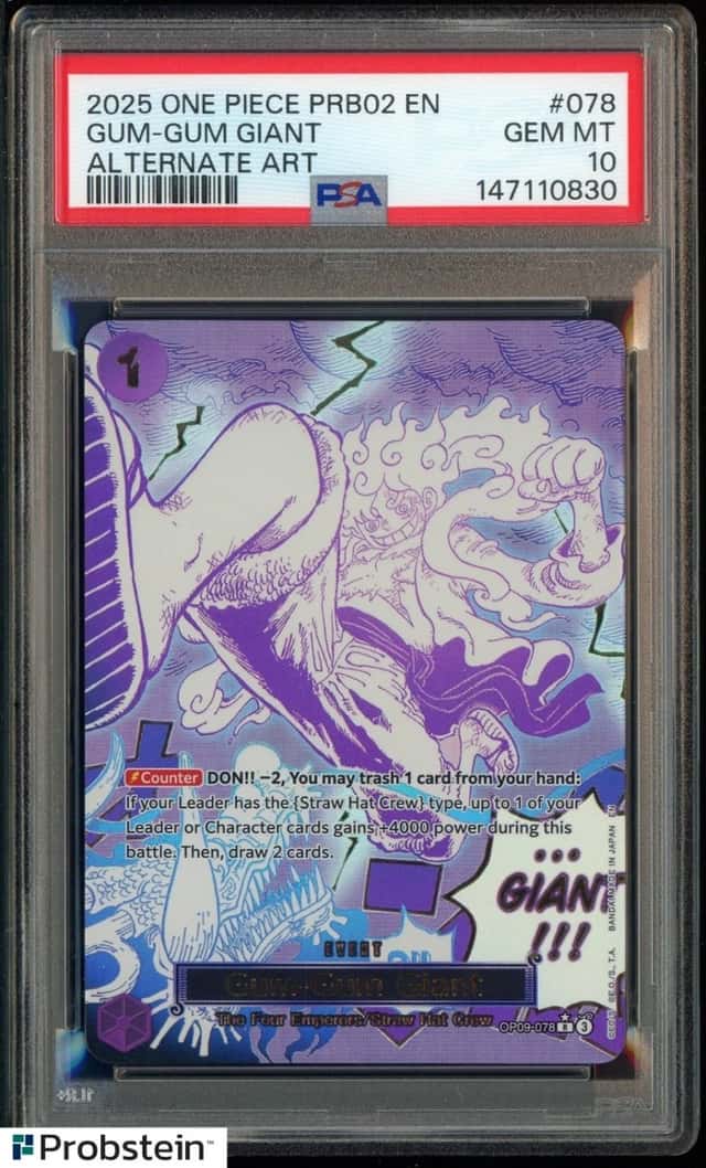 2025 One Piece PRB02 EN #078 GUM GUM GIANT Alternate Art PSA 10 GEM MINT