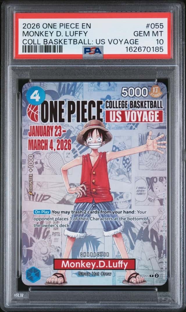 2026 ONE PIECE COLLEGE BASKETBALL: US VOYAGE PROMOS #055 MONKEY D. LUFFY PSA 10
