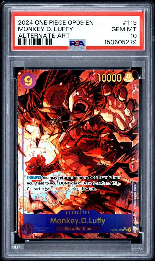 ONE PIECE MONKEY D. LUFFY 2024 EMPERORS IN THE NEW WORLD #119 ALT RT PSA 10