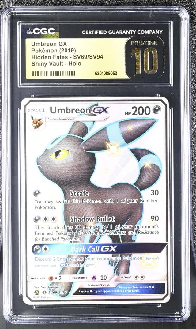 2019 Pokemon Sun & Moon Hidden Fates Vault Full Art Shiny Umbreon GX #SV69 CGC 10 PRISTINE