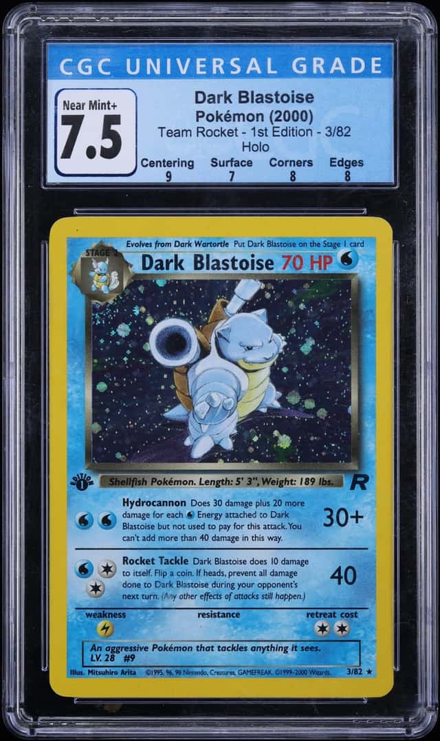 2000 Pokemon Team Rocket 1st Edition Holo Dark Blastoise #3 CGC 7.5 NRMT+