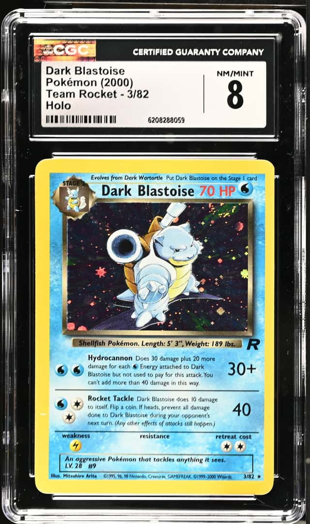 2000 Pokemon Team Rocket Holo Dark Blastoise #3 CGC 8 NM-MT
