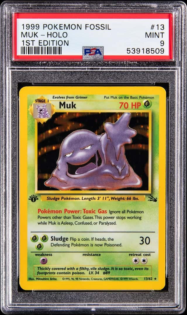 1999 Pokemon Fossil Holo 1st Edition #13 Muk - PSA MINT 9