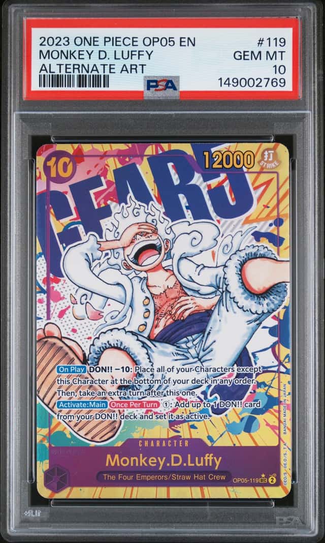 Namco 2023 One Piece Card Game OP05-119 Monkey D. Luffy #119 Alt Art Holo PSA 10