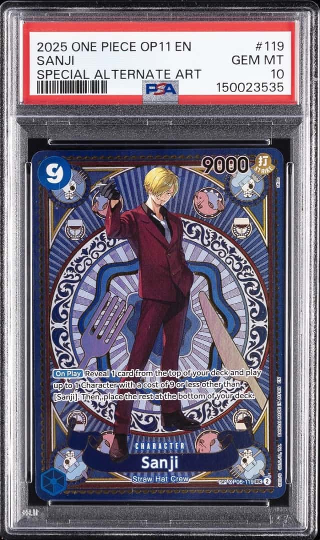 2025 ONE PIECE OP11-A FIST OF DIVINE SPEED SPECIAL ALTERNATE ART SANJI PSA 10