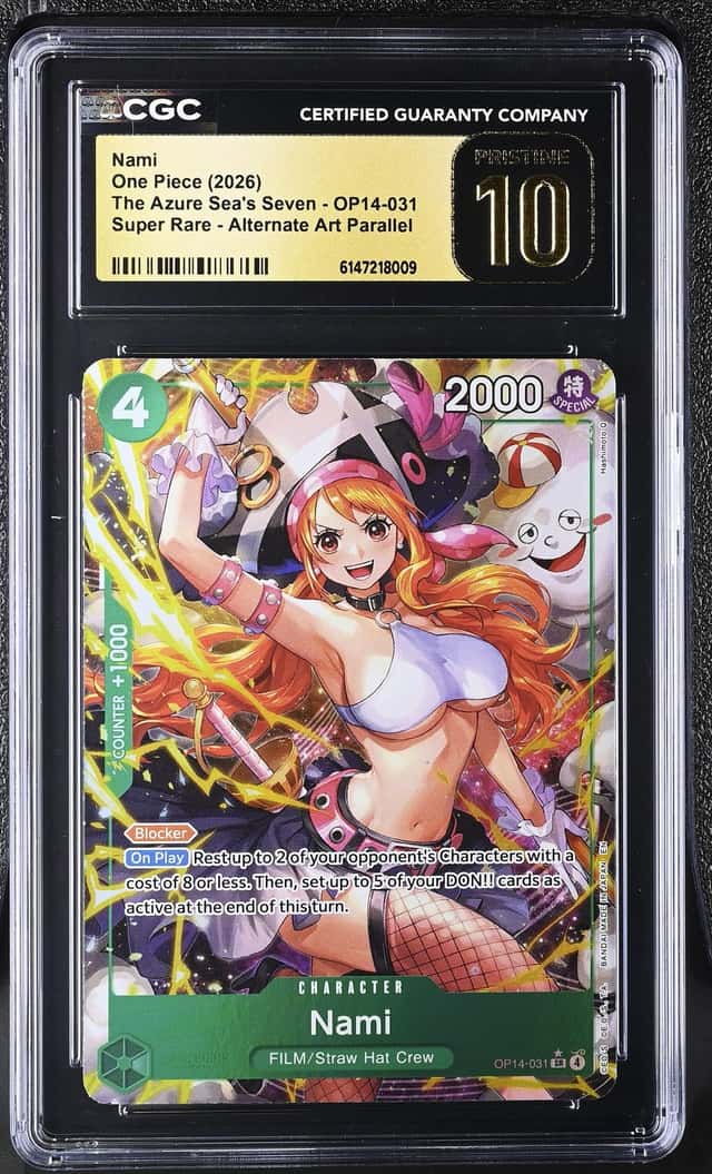 One Piece Nami OP14-031 2026 Azure Sea's Seven EB04 SR Alt Art CGC 10 Pristine