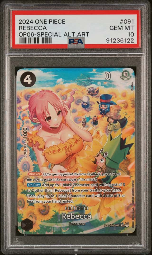 Bandai One Piece Card Game Rebecca OP06-091 Special Alt Art Holo PSA 10 EN