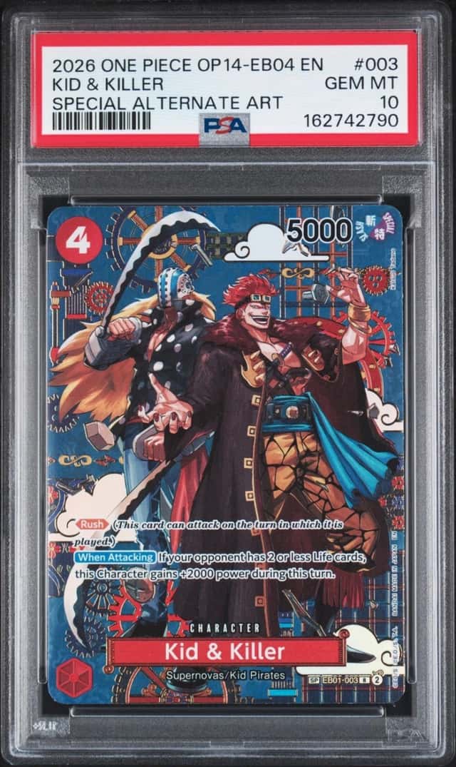 2026 ONE PIECE THE AZURE SEA'S SEVEN SPECIAL ALT ART #003 KID & KILLER PSA 10