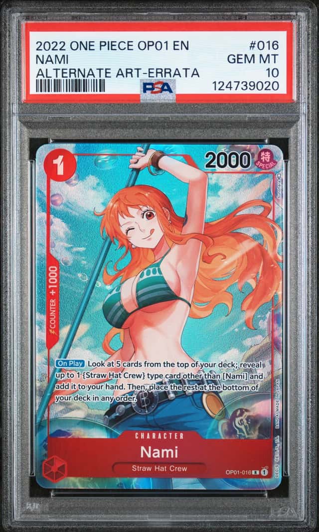2022 One Piece OP01 En Alternate Art Errata #016 Nami PSA 10 GEM MINT