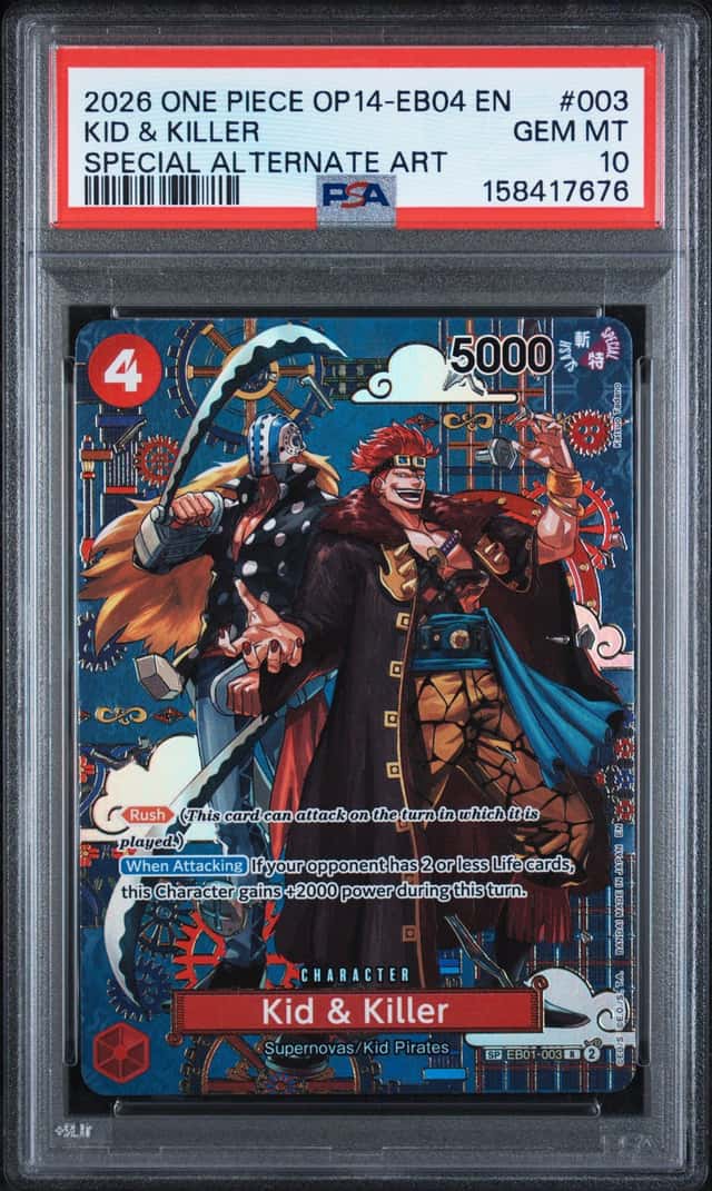 2026 ONE PIECE OP14-EB04-THE AZURE SEA'S SEVEN #003 KID & KILLER PSA 10