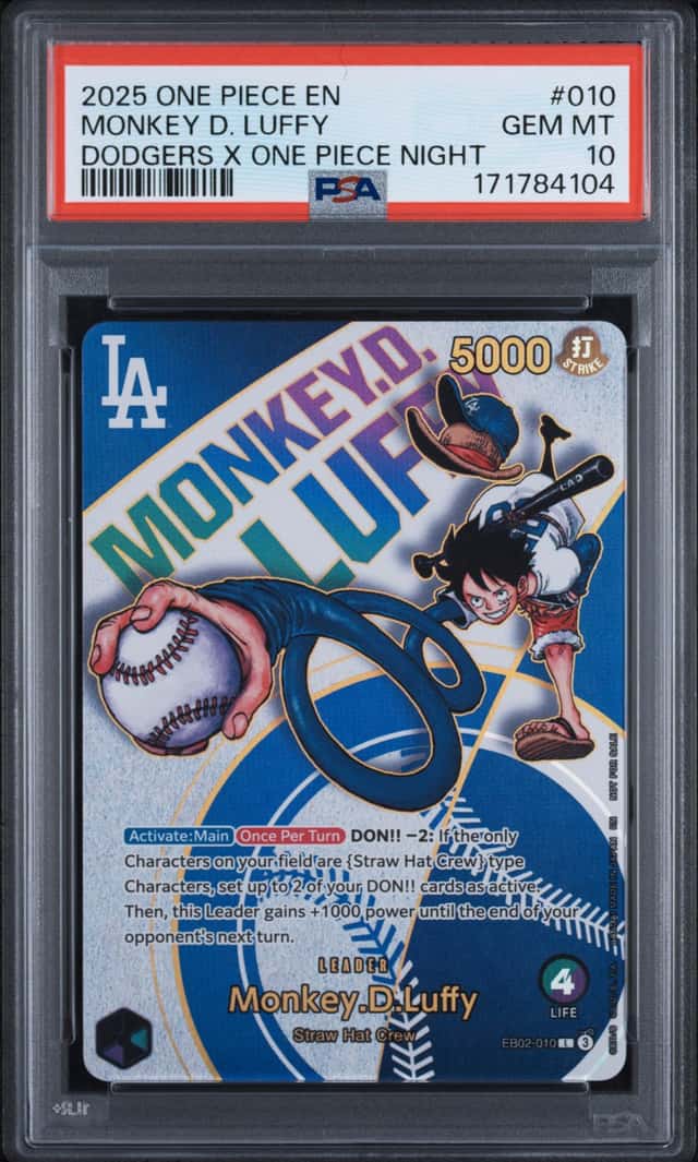 2025 One Piece En Dodgers X One Piece Night #010 Monkey D. Luffy PSA 10