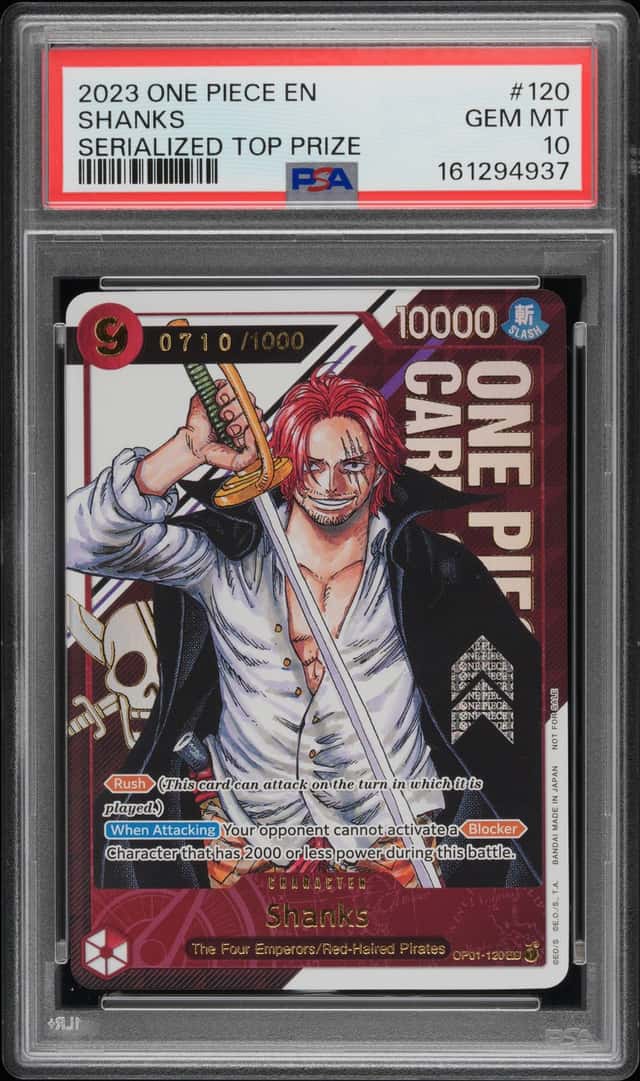 One Piece Shanks Serialized Top Prize OP01-120 Event Promo #0710 English PSA 10