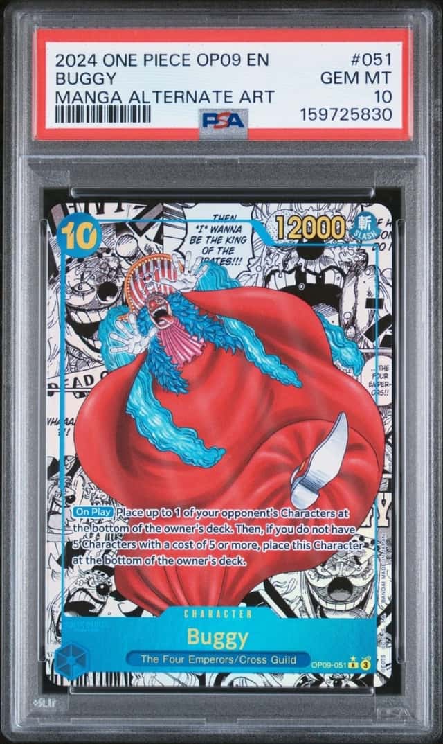 One Piece Buggy Manga Alt Art OP09-051 Emperors in the New World English PSA 10