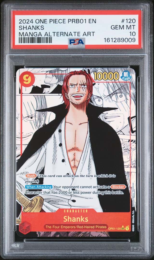 One Piece Shanks Manga Alt Art OP01-120 PRB01 Premium Booster English PSA 10