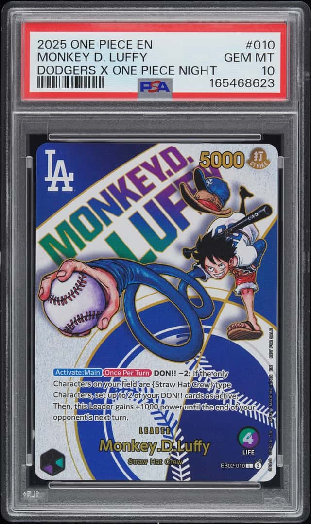 2025 ONE PIECE PROMOS DODGERS X ONE PIECE NIGHT  #010 MONKEY D. LUFFY PSA 10