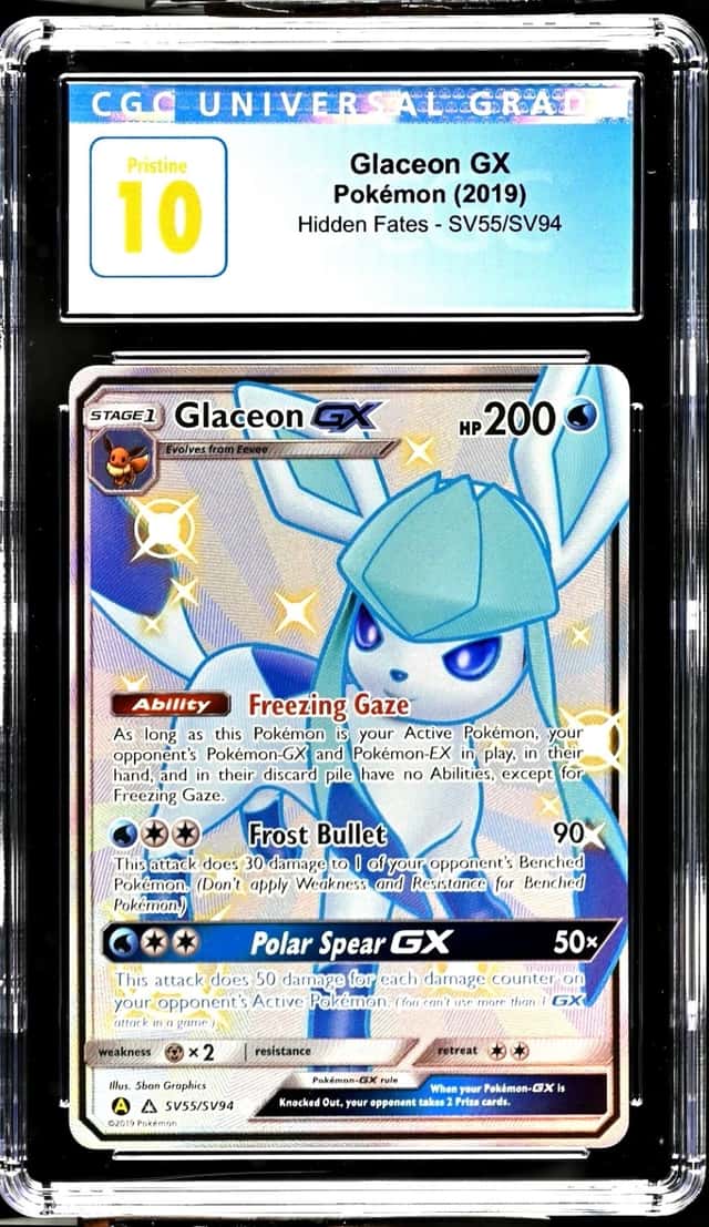 2019 Pokémon Glaceon GX Shiny Vault Holo Hidden Fates SV55/SV94 CGC PRISTINE 10