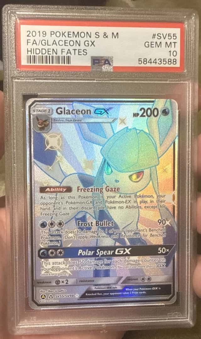PSA 10 Pokemon 2019 FA/Glaceon GX Hidden Fates SV55