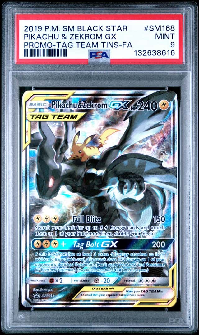 Pokemon 2019 Pikachu & Zekrom GX SM168 Black Star Promo SM Black Star PSA 9