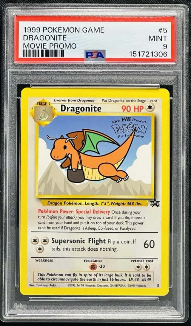 1999 POKEMON GAME MOVIE PROMO #5 DRAGONITE PSA 9