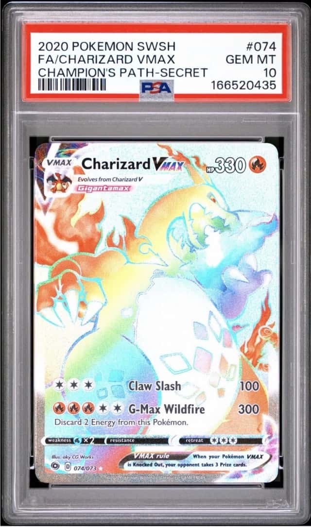 POKEMON CHARIZARD VMAX 2020 SWORD & SHIELD CHAMPION'S PATH #074 FA SECRET PSA 10