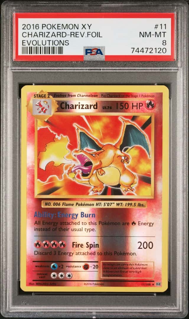2016 Pokemon XY Evolutions Charizard Reverse Holo #11/108 PSA 8