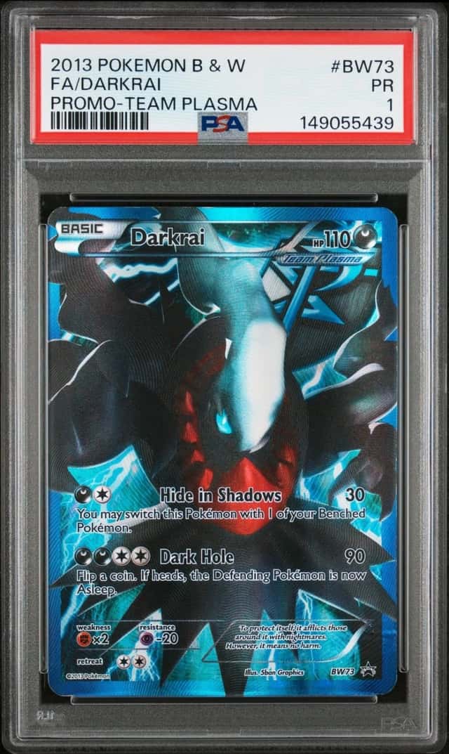 2013 POKEMON BLACK & WHITE PROMO TEAM PLASMA #BW73 FULL ART/DARKRAI PSA 1