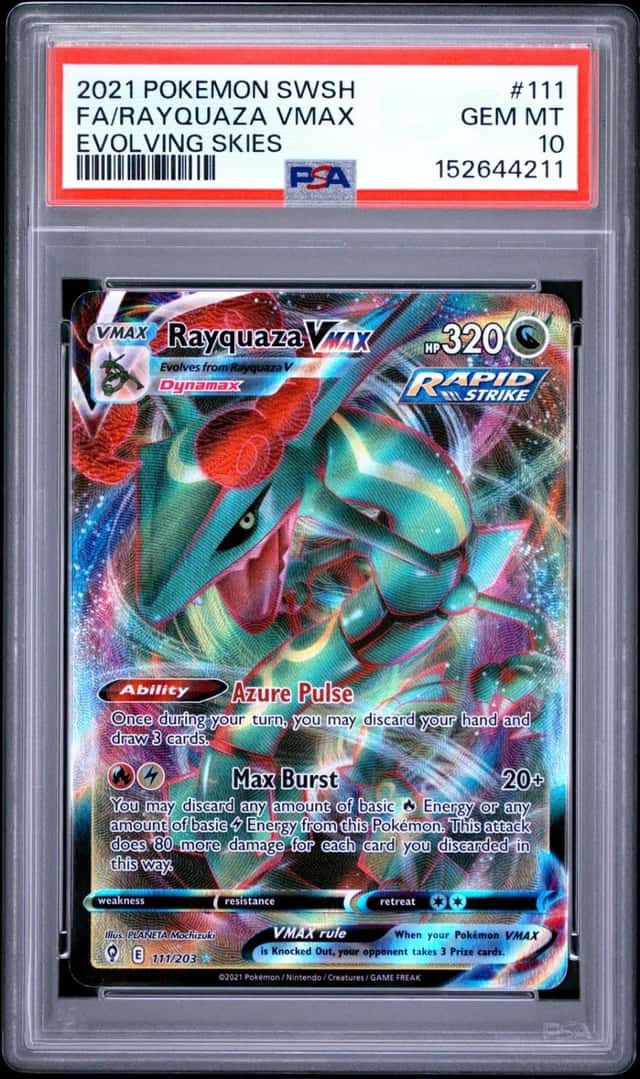 2021 POKEMON SWORD & SHIELD EVOLVING SKIES #111 FULL ART/RAYQUAZA VMAX PSA 10
