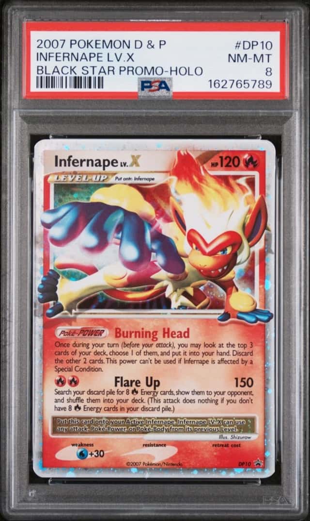 2007 POKEMON DIAMOND & PEARL BLACK STAR PROMO HOLO #DP10 INFERNAPE LV.X PSA 8