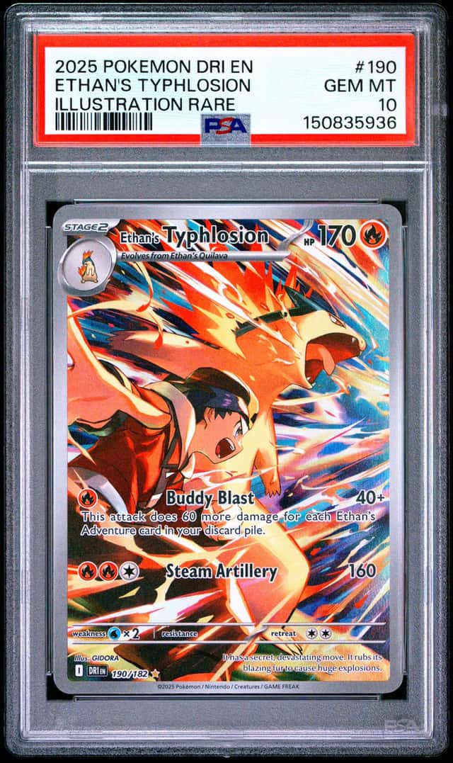 2025 Pokémon TCG DRI Ethan’s Typhlosion Illustration Rare 190/182 PSA 10 Gem MT