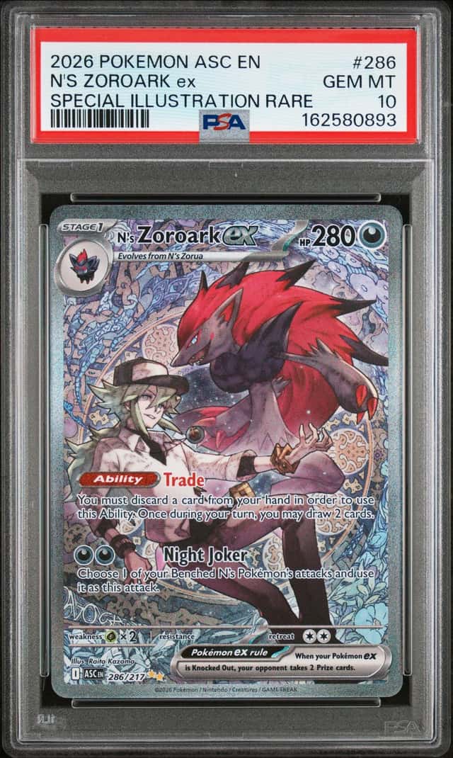 Pokemon 2026 N's Zoroark ex 286/217 SIR Ascended Heroes GEM MINT PSA 10