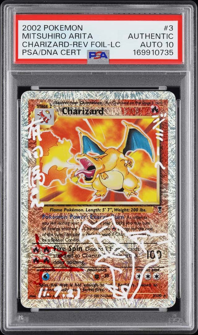 Mitsuhiro Arita Signed 2002 Pokemon Charizard Rev. Foil Leg Coll PSA/DNA AUTO 10