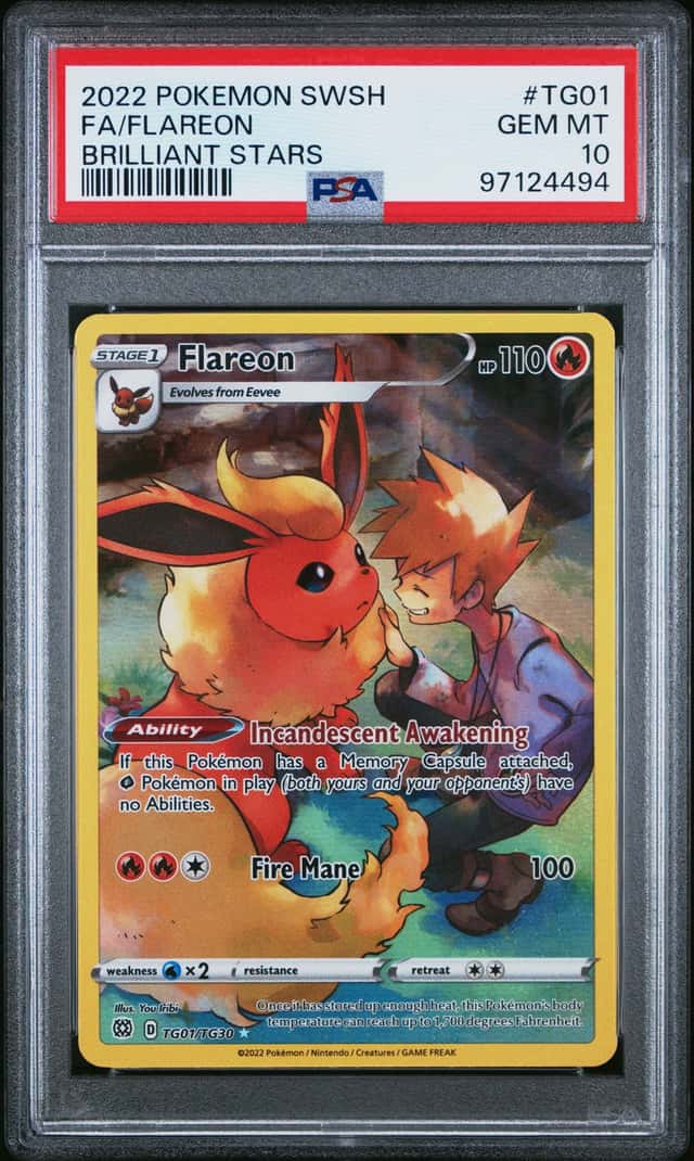 PSA 10 Pokemon 2022 Flareon TG01/TG30 Brilliant Stars TG Full Art Holo