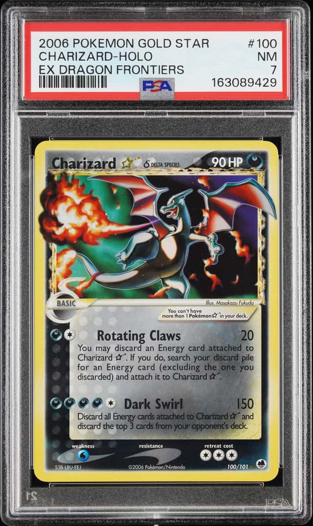 2006 Pokemon Gold Star Ex Dragon Frontiers #100 Charizard Holo PSA 7 NM