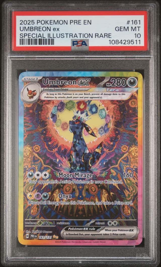 Pokemon 2025 Sv Prismatic Evolutions Umbreon ex 161/131 SIR Holo PSA 10
