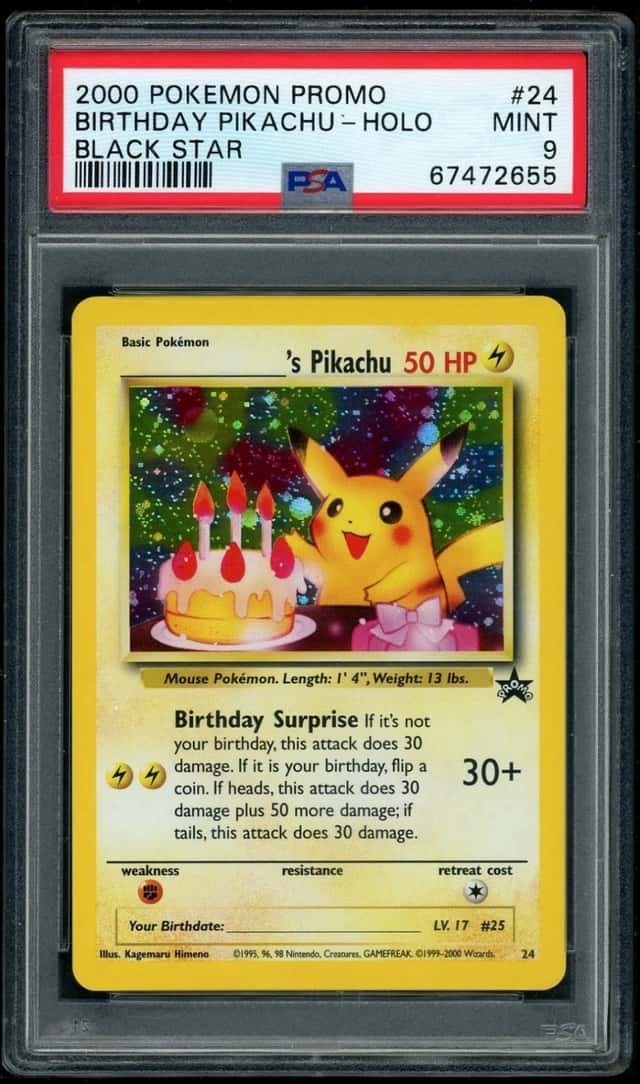 2000 POKEMON BIRTHDAY PIKACHU-HOLO PROMO BLACK STAR #24 PSA 9