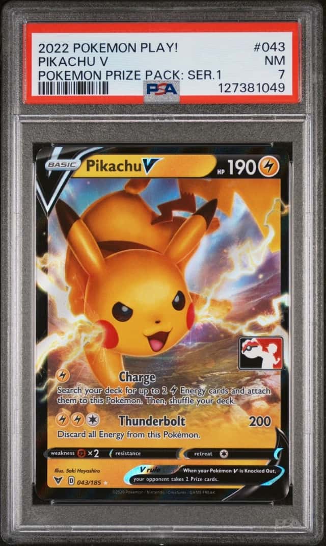 2022 POKEMON PLAY! POKEMON PRIZE PACK: SERIES 1 #043 PIKACHU V PSA 7