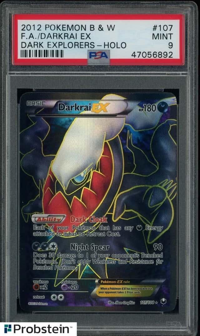 2012 POKEMON BLACK & WHITE DARK EXPLORERS #107 FA/DARKRAI EX PSA 9