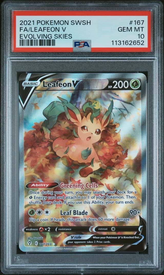 2021 Pokemon SWSH Evolving Skies #167 FA/Leafeon V PSA 10 GEM MINT