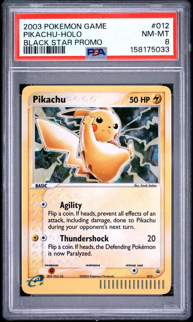 2003 POKEMON BLACK STAR PROMO #012 PIKACHU-HOLO BLACK STAR PROMO PSA 8