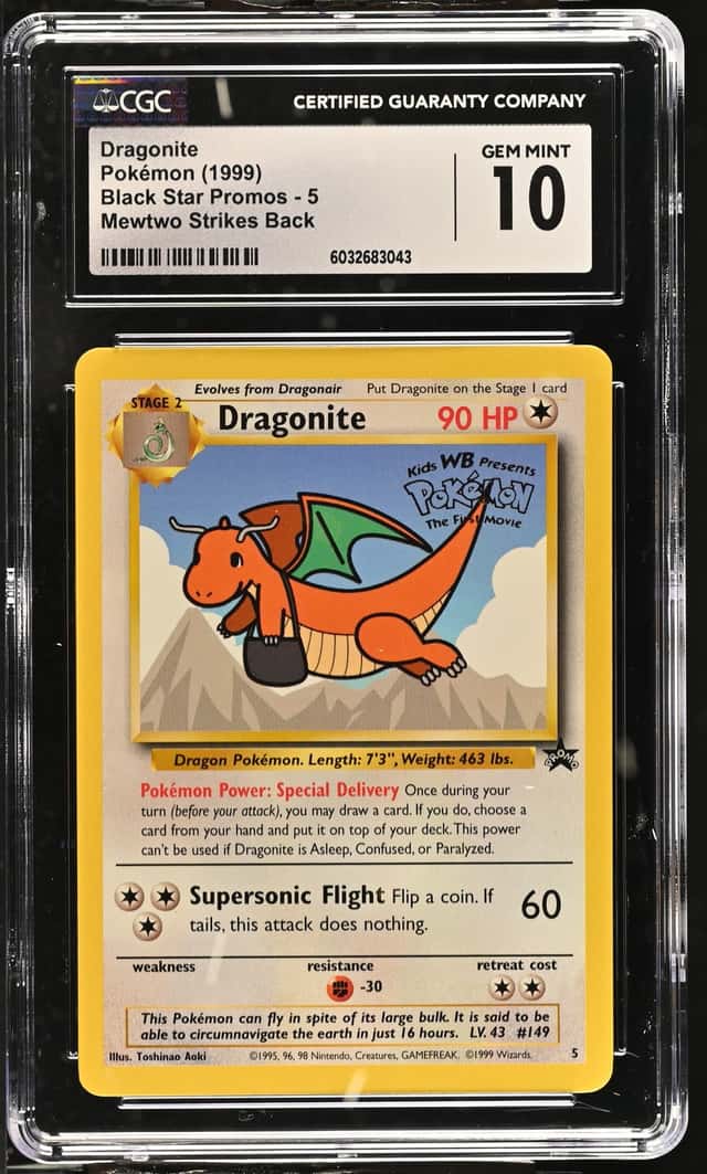1999 Pokemon Dragonite Mewtwo Strikes Back Black Star Promos Movie 5 CGC 10 