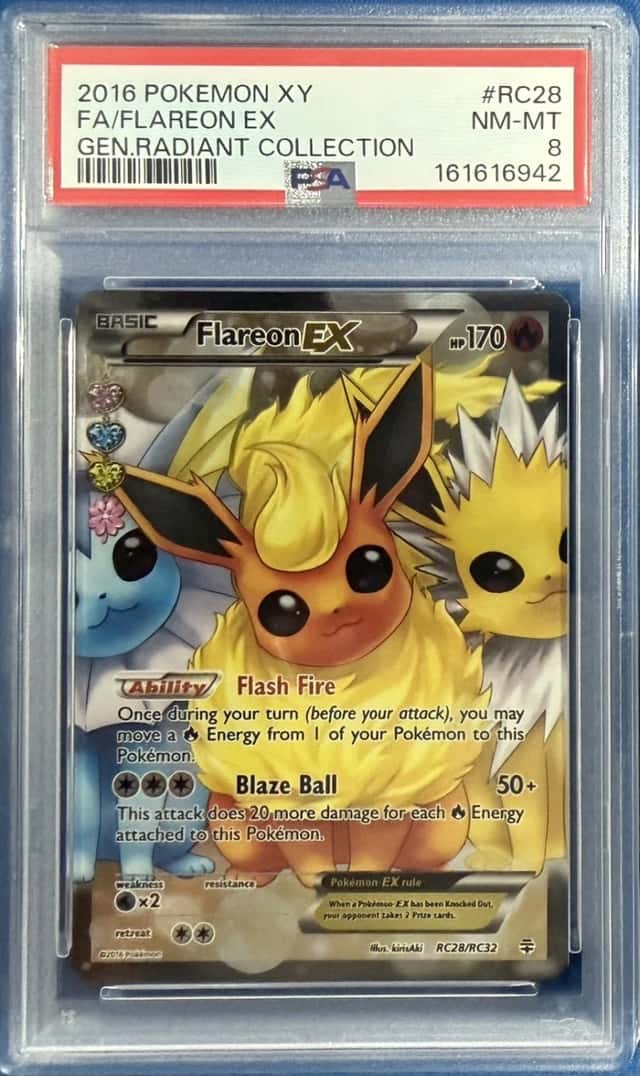 2016 Pokemon Generations #RC28 Flareon EX FA Radiant Collection PSA 8 NM-MT