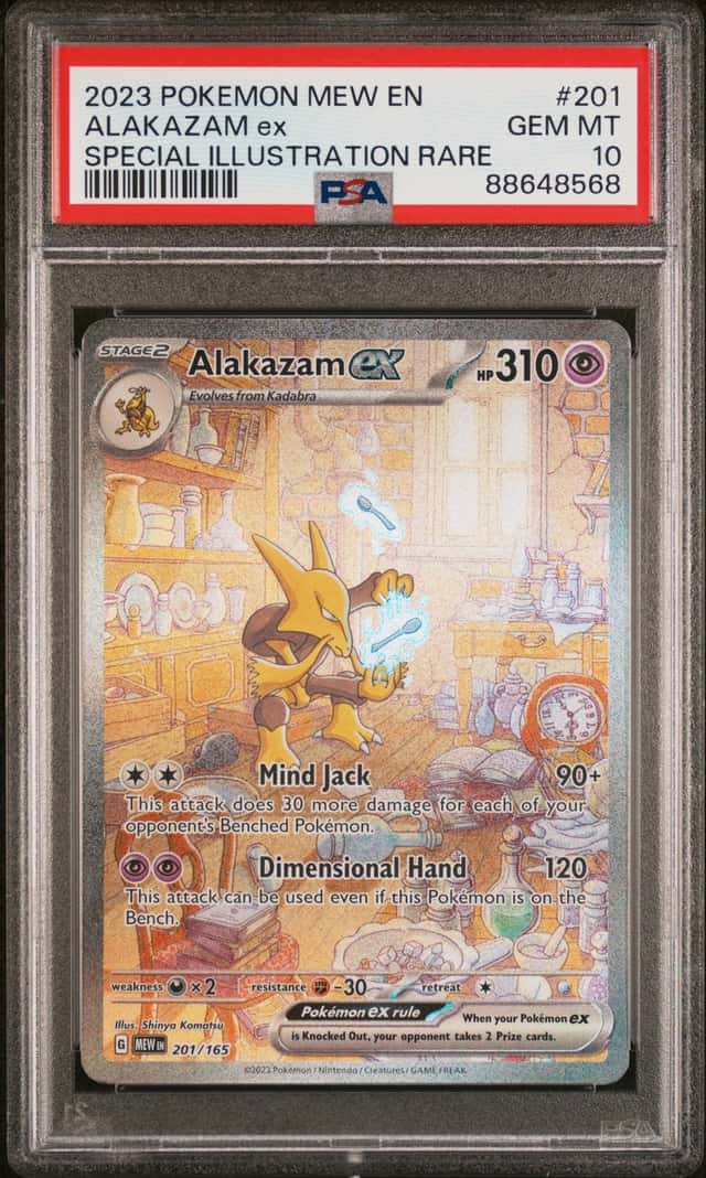2023 POKEMON MEW EN-151 SPECIAL ILLUSTRATION RARE SIR #201 ALAKAZAM ex PSA 10
