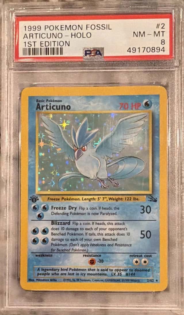 Pokémon TCG Articuno 2/62 Fossil Holo 1st Edition 1999 PSA 8