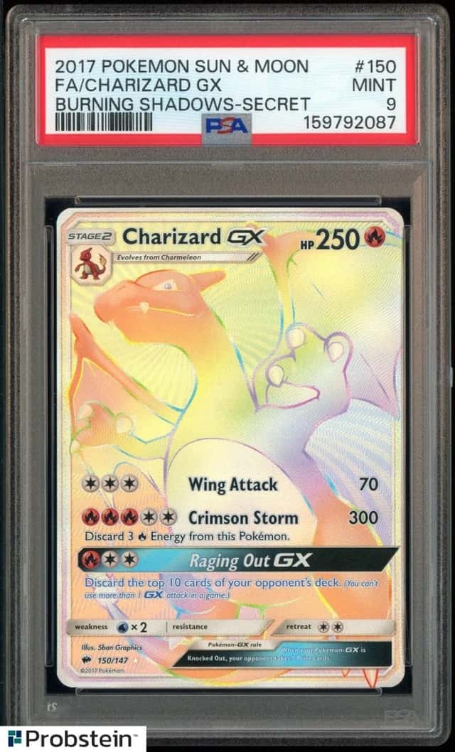 2017 Pokemon Sun & Moon Burning Shadows Secret #150 FA Charizard GX PSA 9 MINT